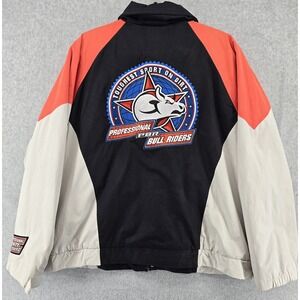 Vtg 90s Cripple Creek PBR Varsity Jacket Men's L Embroidered Bull Riding Rodeo